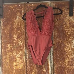 Pink One piece Lacey swimsuit